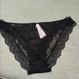Large Victoria's Secret Dream Angels Lace Cheekini Panty Black